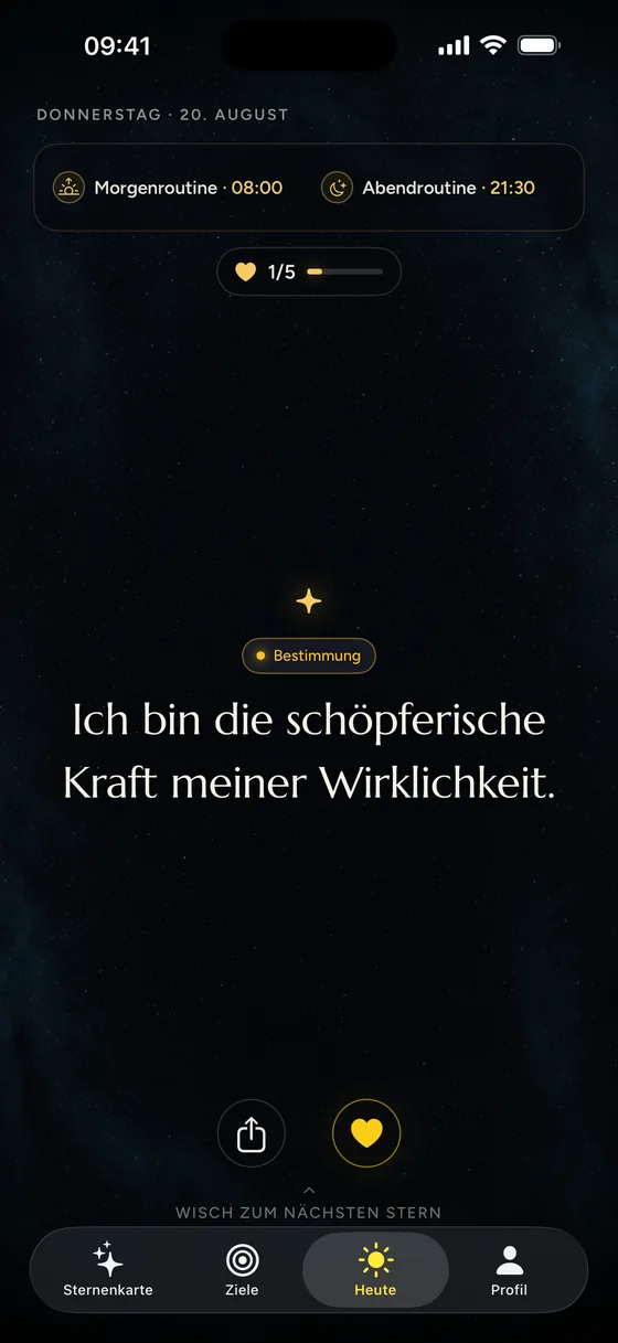 Tägliche Affirmation mit Übung und Bibliothek.